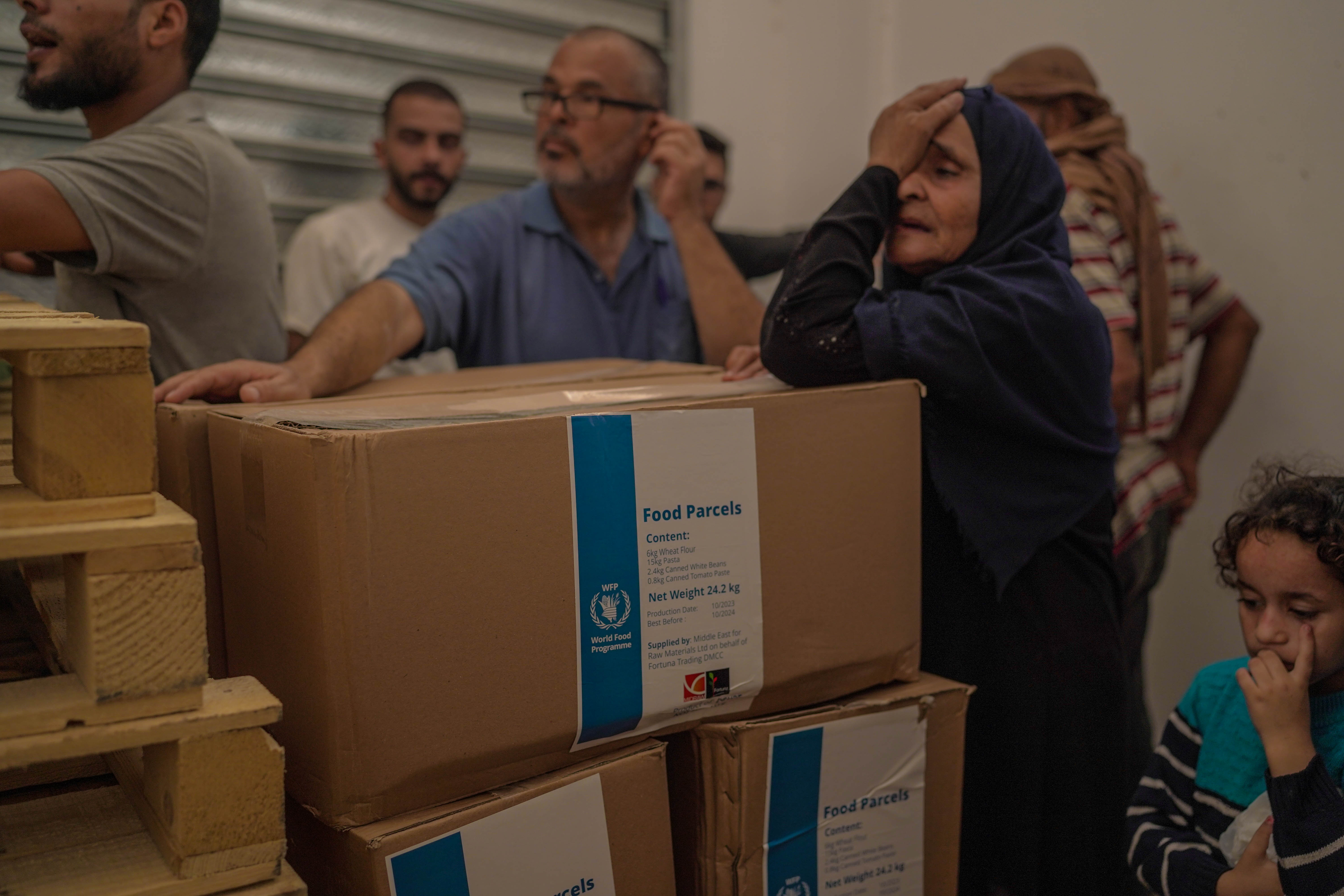 WFP food parcels being distributed in Gaza