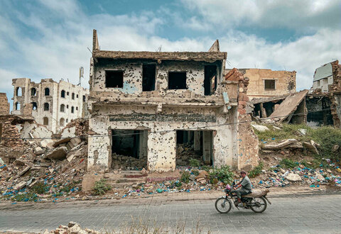 Shelled building in Yemen