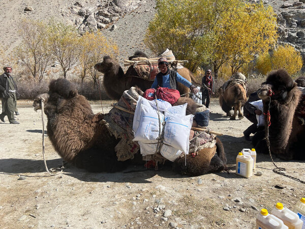 Foto: WFP/Isheeta Sumra. Die Menschen waren fast eine Woche lang mit ihren Tieren unterwegs, um eine WFP-Verteilungsstelle im Bezirk Wakhan in der Provinz Badakhshan, Afghanistan, zu erreichen.