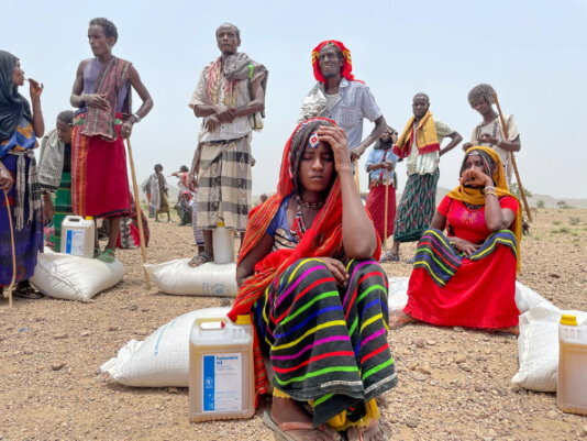 Foto: WFP/ Claire Nevill, Verteilung von Nahrungsmitteln in der Region Afar.