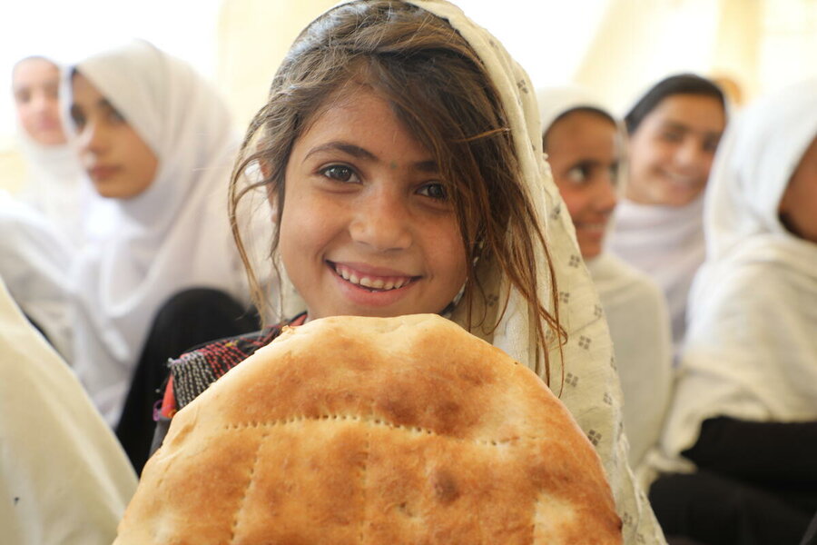 Tamana is an 8-year-old studying in grade 2 in one of remote area of Nangarhar province, she wishes to be a doctor in future. The Bread+ includes fortified wheat flour and soy flour, raisins and walnuts – all produced in Afghanistan 