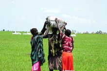Photo: WFP/Peter Louis. WFP airdropping emergency food assistance to thousands of families in South Sudan’s Upper Nile State