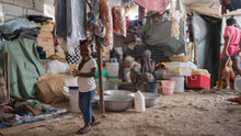 WFP: Photo/Maria Gallar. Families endure overcrowded and unsanitary conditions Haiti, Port au Prince.